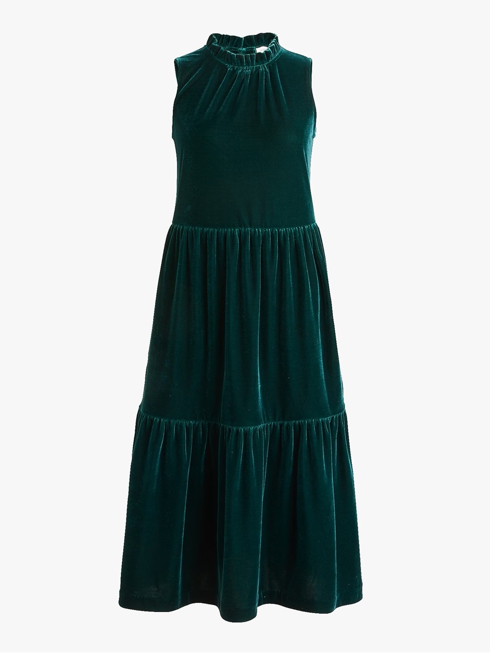 J. Crew Factory Green Velvet Sleeveless Midi Dress 8 NEW